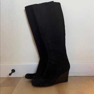 Cole Haan Black Knee-High Wedge Boots